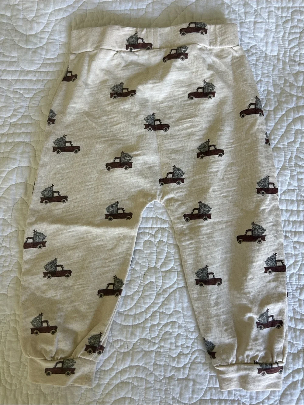 Rylee & Cru Baby LS Pants~ Trucks 18-24months. Cream/natural